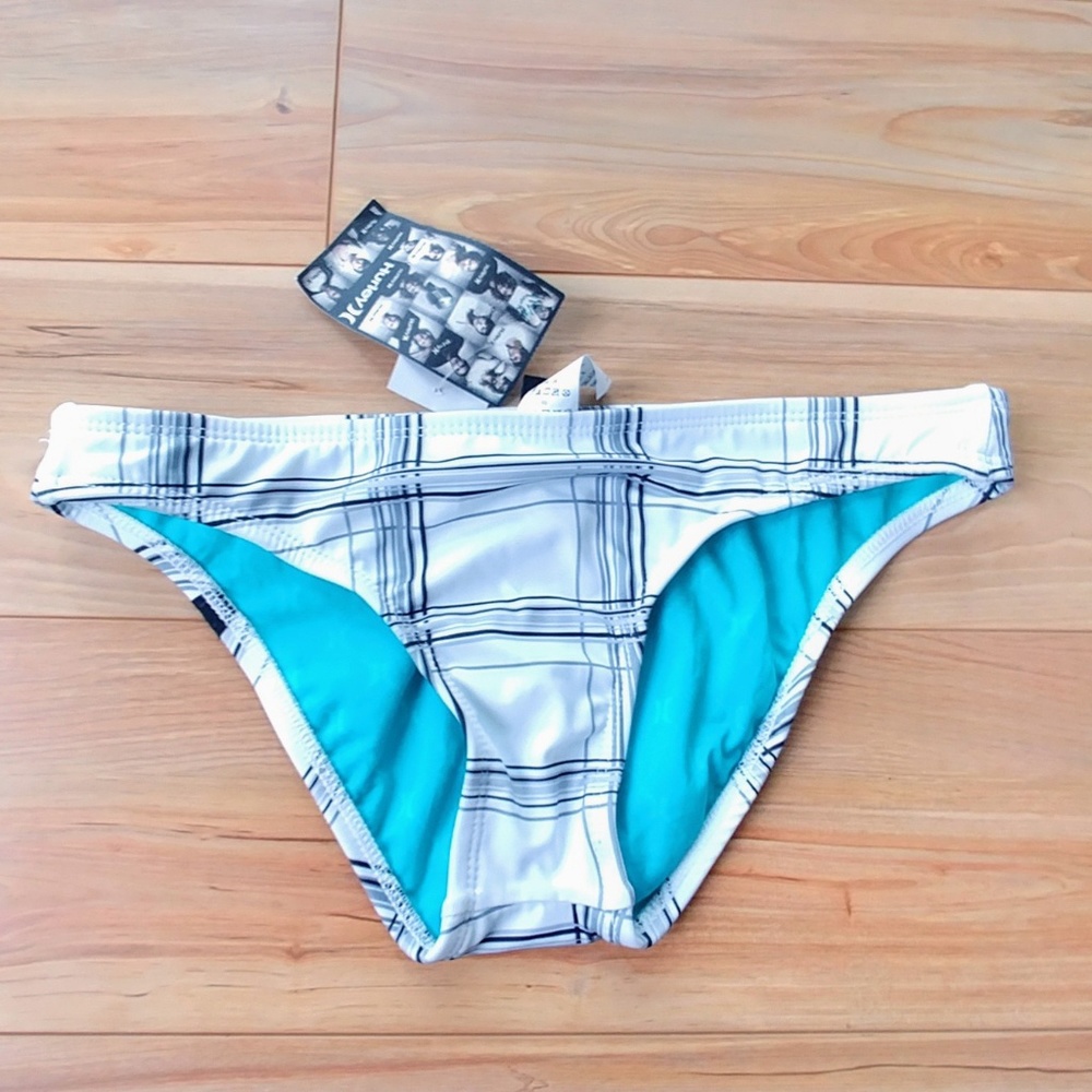 NWT Hurley swimsuit bikini bottoms plaid striped